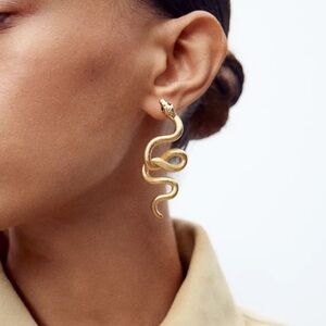 ZARA METAL SNAKE EARRINGS NWT